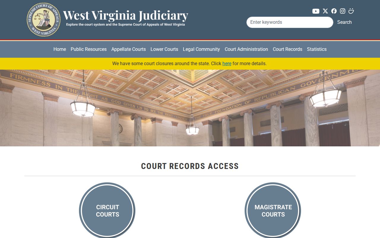 Preston County court case search access page