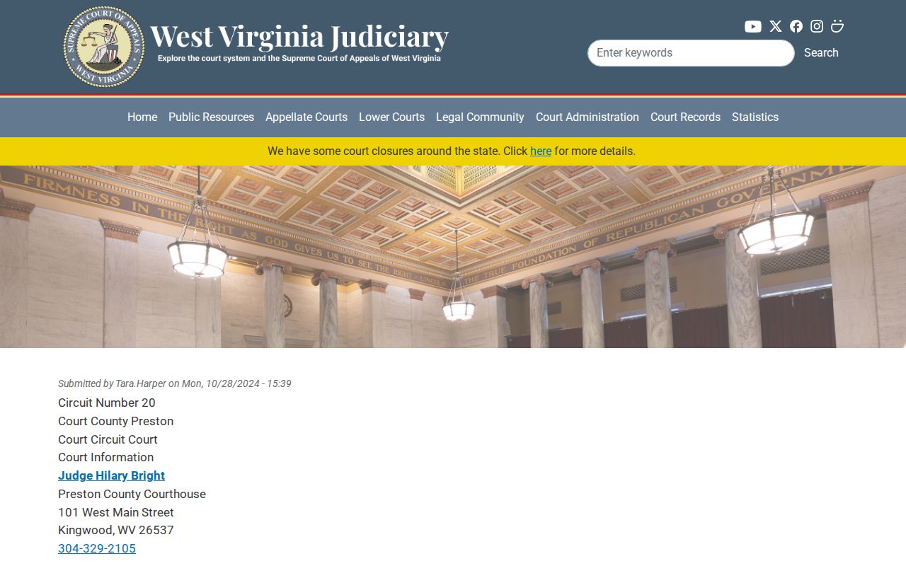 Preston County criminal court cases Circuit Court directory