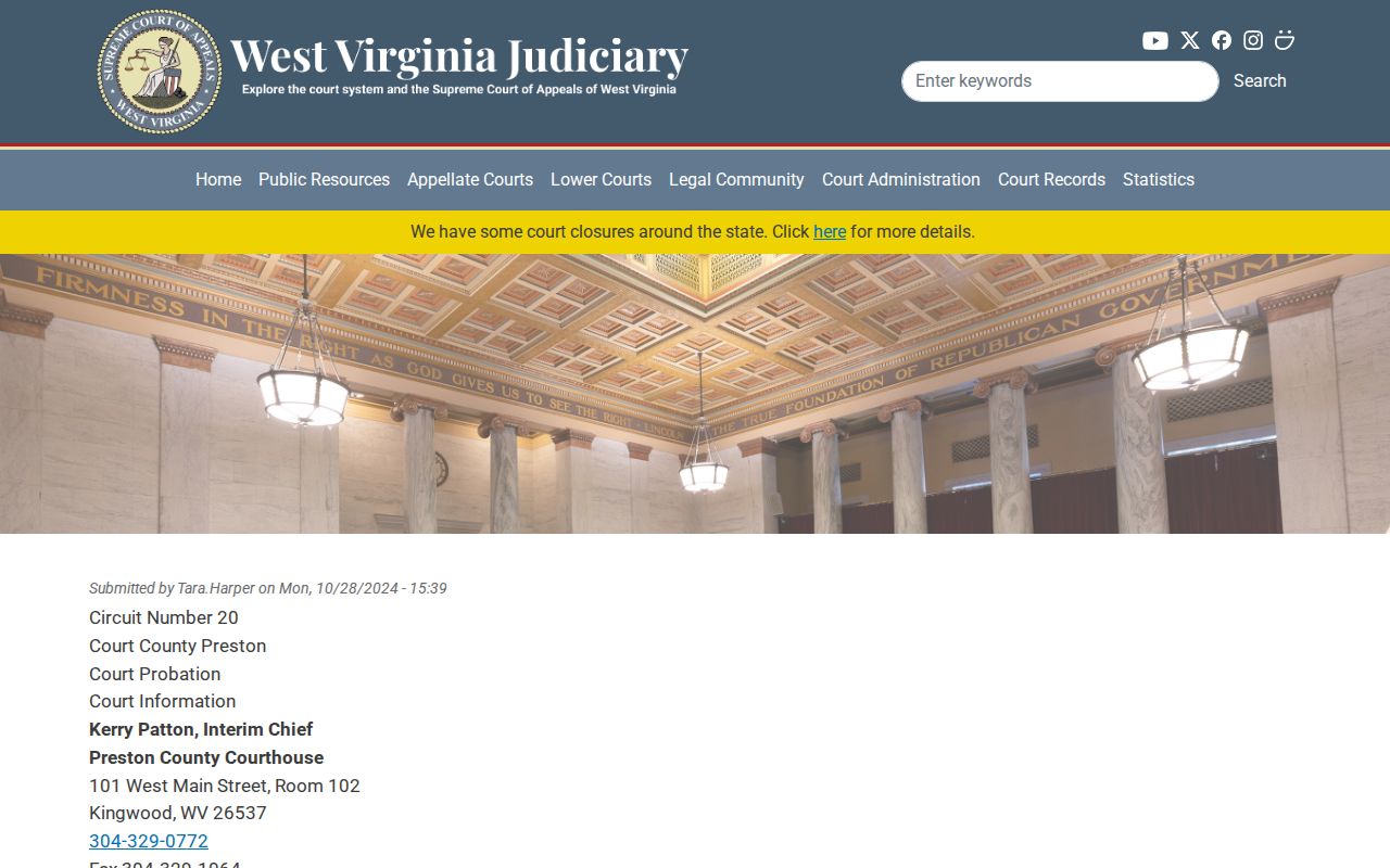 Preston County probation office serving Kingwood criminal records and cases
